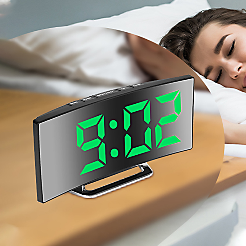 Electronic Gadgets For Home - LED Digital Alarm Clock Curved Screen