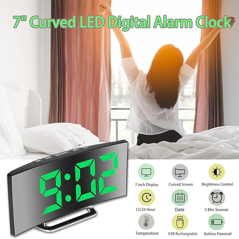 LED Digital Alarm Clock Curved - огляд і ціна Electronic Gadgets For Home