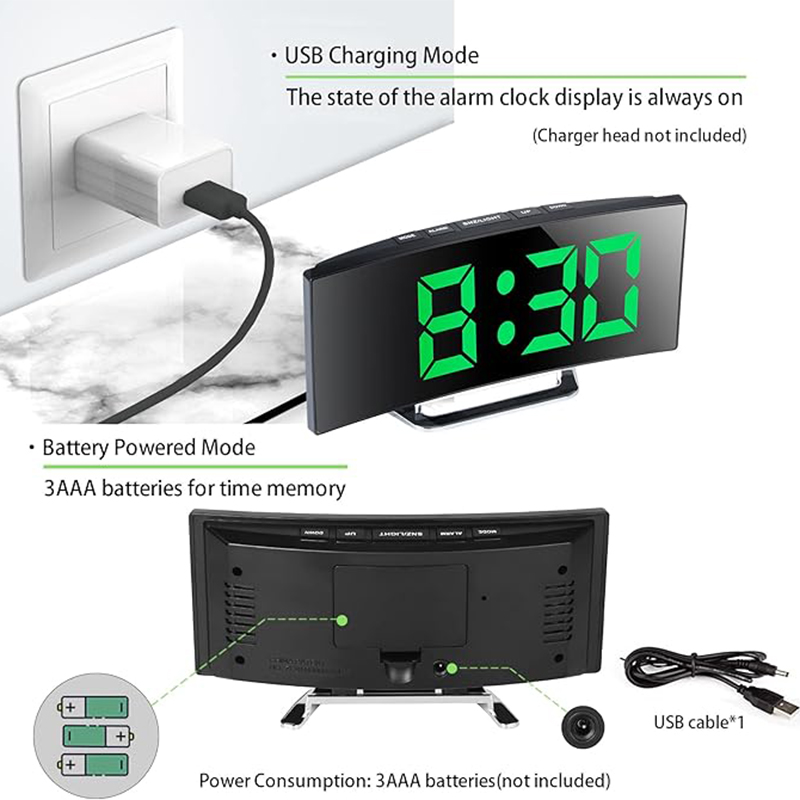 LED Digital Alarm Clock Curved - огляд і ціна Electronic Gadgets For Home